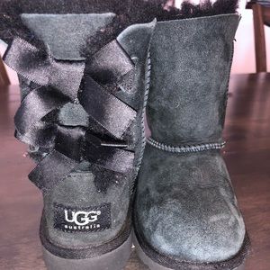 Girl’s Black UGG Boots with Bows on Back